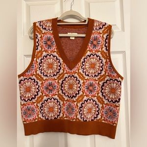 Anthropologie Maeve Vera Jacquard Sweater Vest Size XLP, NWOT
